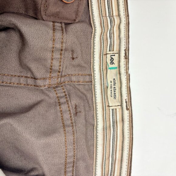 Lee Side Elastic Brown Womens Size 10 Short Relaxed Fit Comfort Waist pants - Picture 7 of 10